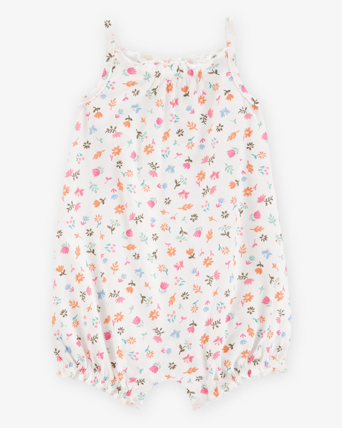 Baby Girl Floral Cotton Romper - White