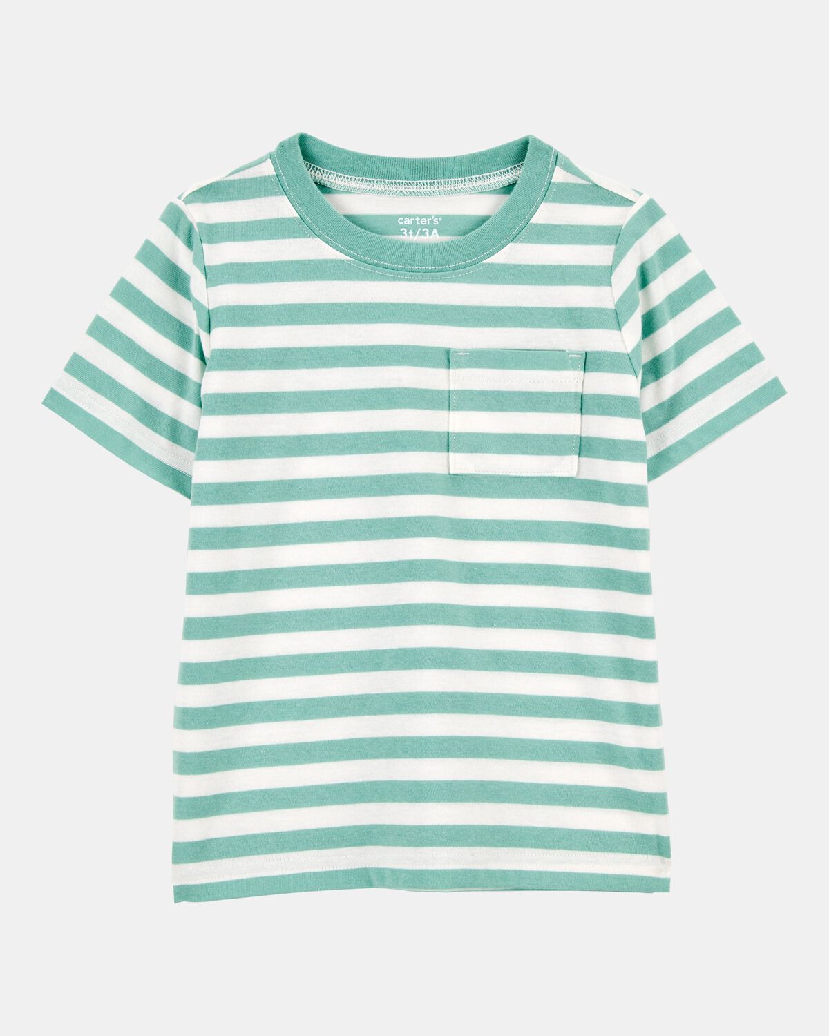 Baby Striped Short-Sleeve Pocket Tee - Green