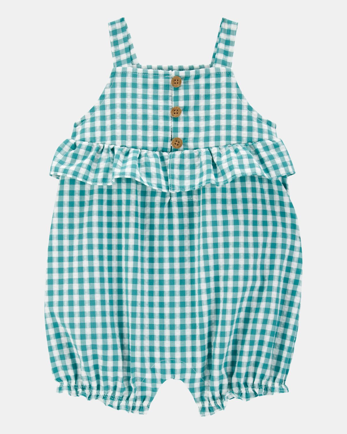 Baby Girl Gingham Tank Romper - Green