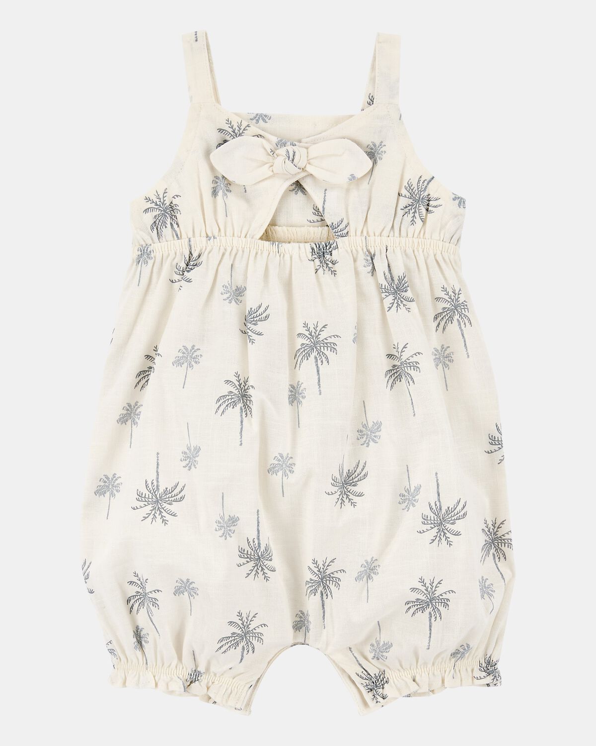 Baby Girl Palm Tree Cotton Romper - Ivory - Image 2