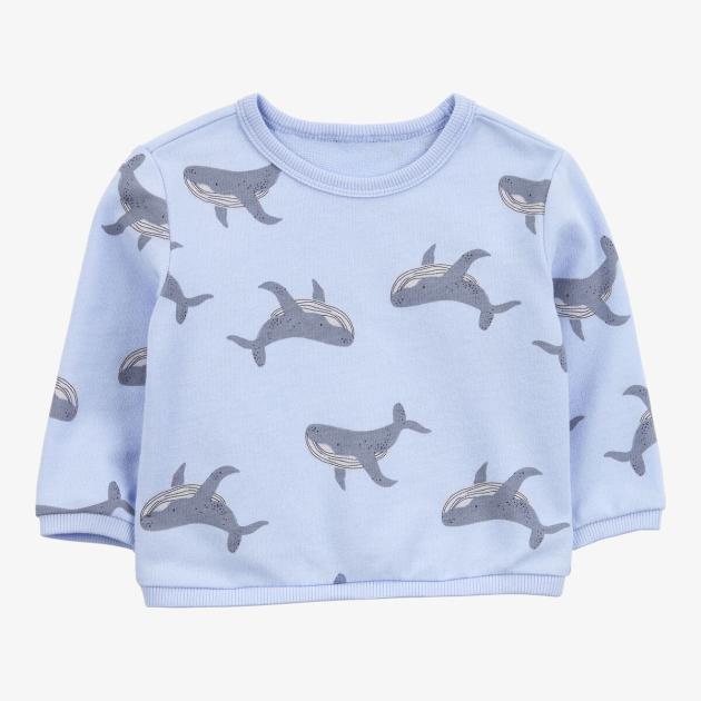Baby Whale Pullover Sweatshirt - Blue