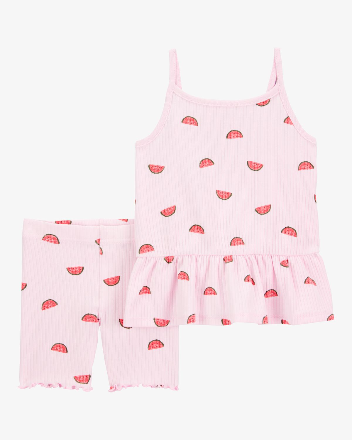 Baby 2-Piece Watermelon Tank & Bike Short Set - Pink