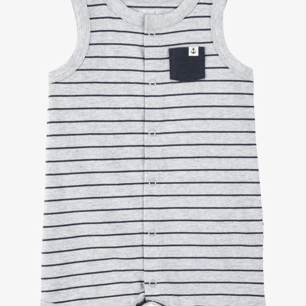 Baby Striped Snap-Up Romper