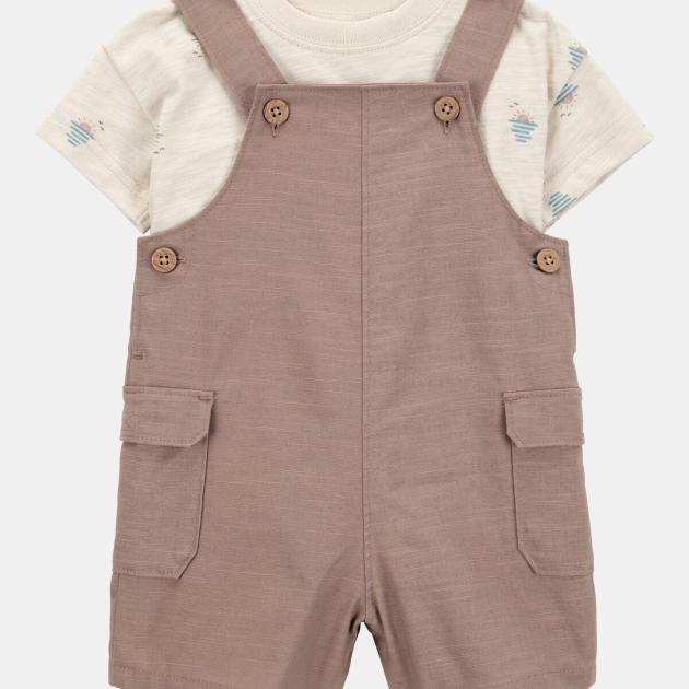 Baby Boy 2-Piece Sunset Tee & Shortall Set - Brown