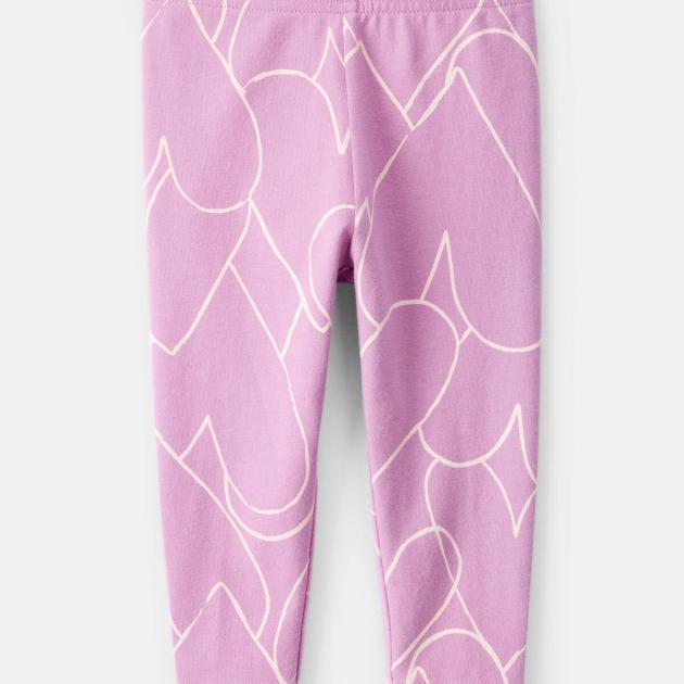 Baby Girl Cotton Heart Stretch Leggings - Purple