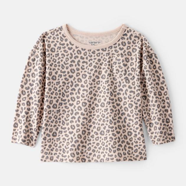 Baby Girl Leopard Print Long-Sleeve Top - Brown