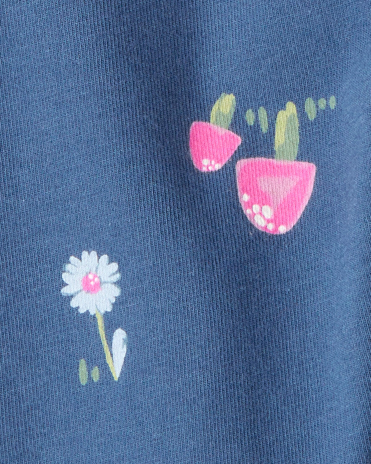 Baby Girl Floral Cotton Pull-On Stretch Leggings - Blue - Image 3