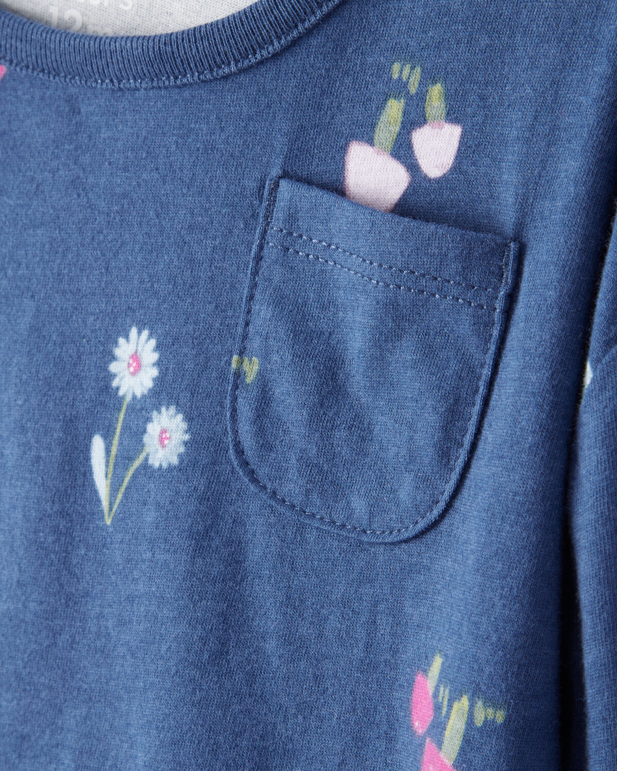 Baby Girl Floral Cotton Long-Sleeve Top - Blue - Image 2