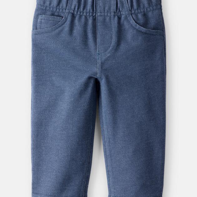 Baby Boy 100% Cotton Faux Denim Pull-On Pants - Blue