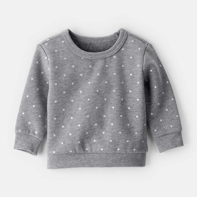 Baby Girl DayDream Fleece Polka Dot Sweatshirt - Grey