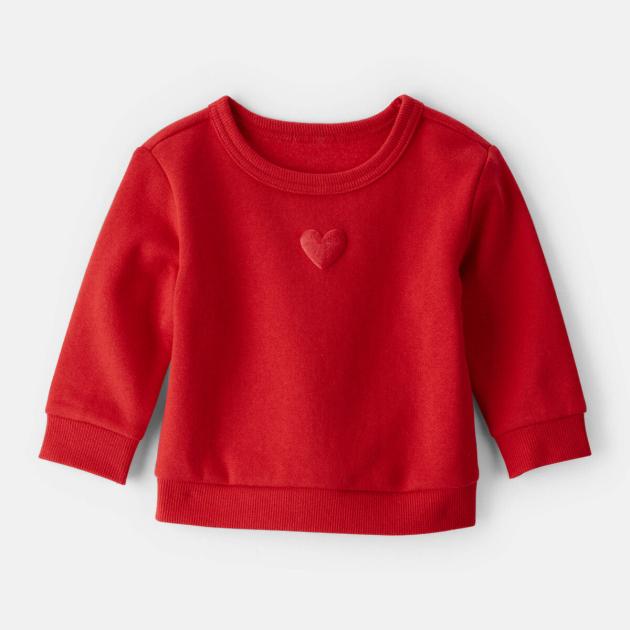 Baby Girl DayDream Fleece Heart Sweatshirt - Red