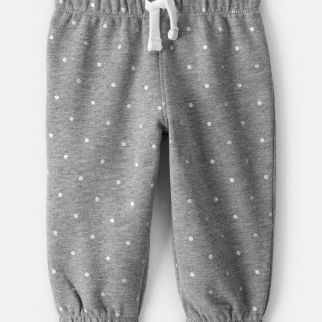 Baby Girl DayDream Fleece Polka Dot Pants - Grey