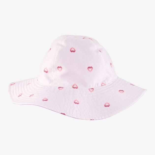 Toddler Girl Heart Print Reversible Swim Hat - Purple