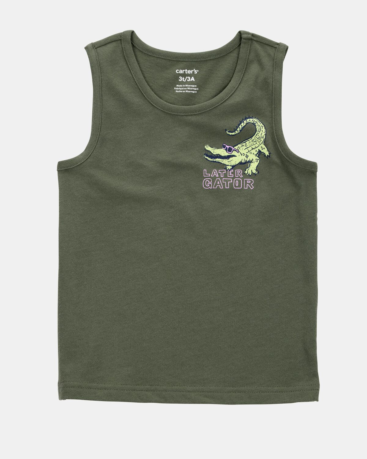Toddler Alligator Graphic Tank - Green