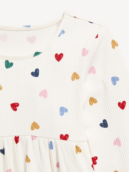 Printed Long-Sleeve Ribbed Dress for Toddler Girls - Image 3