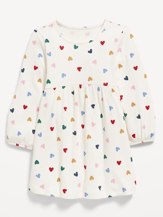 Printed Long-Sleeve Ribbed Dress for Toddler Girls - Image 2